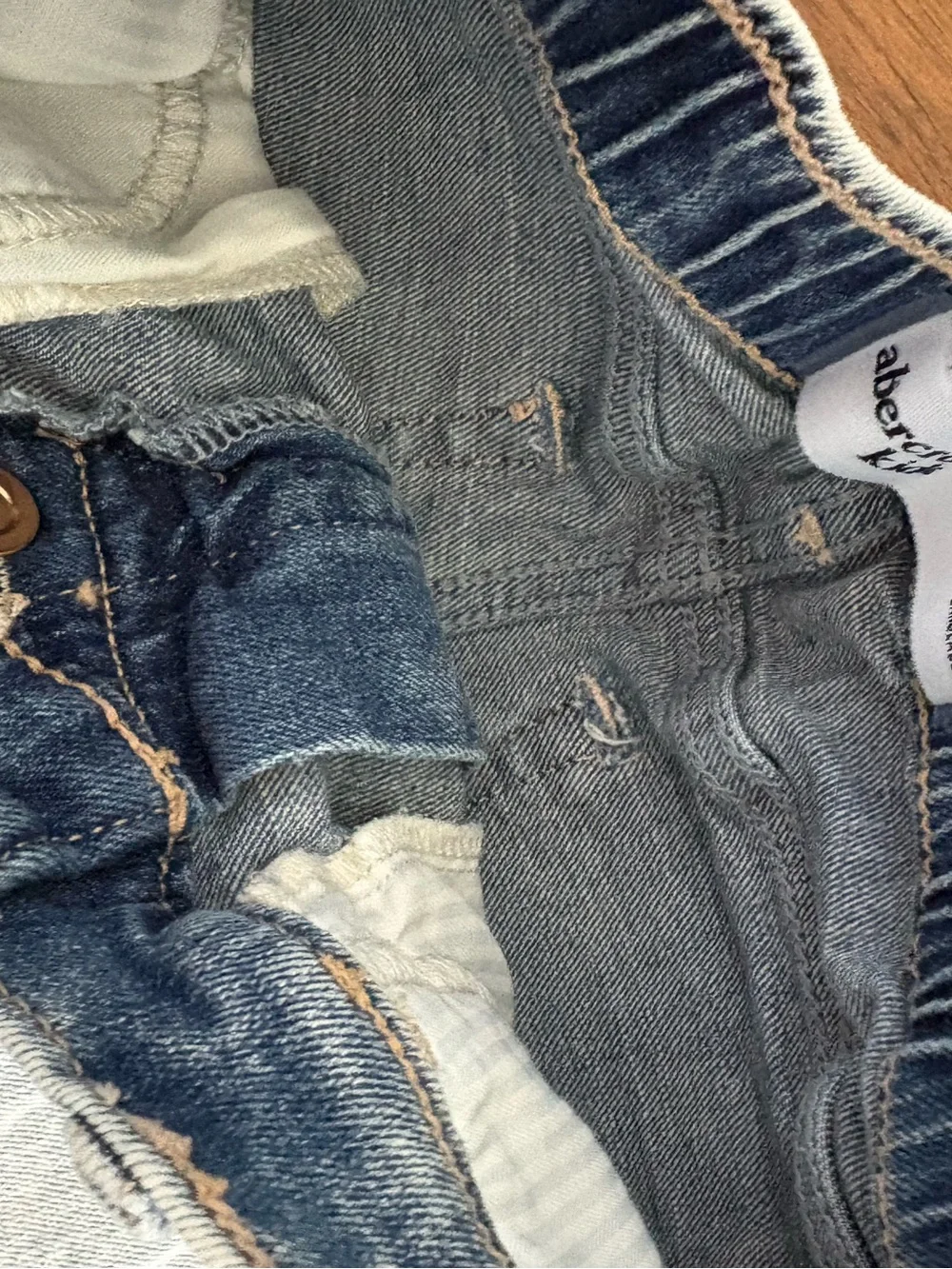 Abercrombie Kids Light Wash Denim Frayed Hem Shorts - Light Blue7/8